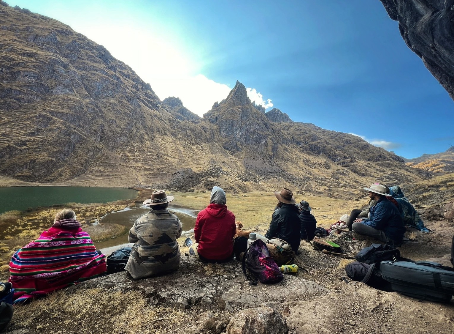 A turquoise lake beneath the Andean mountains